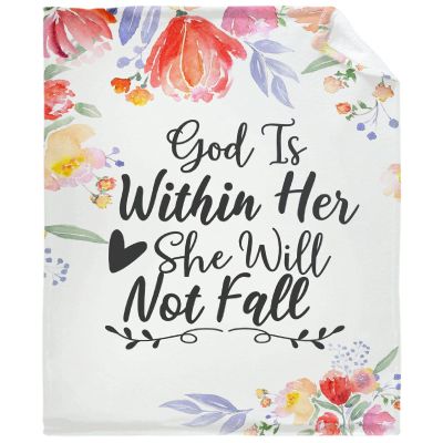 ARTBLANKET God is Within Her She Will Not Fall - Positive Quotes Blanket for Fall Winter Spring All Season Warm Fuzzy 50x40 in for Small Microplush Fleece Summer Autumn Blankets for Couch Bed