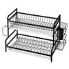 Dish Drying Rack 2-Tier Dish Rack 304 Stainless Steel Utensil Holder Collapsible Dish Drainer with Drainer Board (Color : Black, Size : 47 * 30 * 41.2cm) view 1