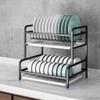 Dish Drying Rack 2-Tier Dish Rack 304 Stainless Steel Utensil Holder Collapsible Dish Drainer with Drainer Board (Color : Black, Size : 47 * 30 * 41.2cm) view 2
