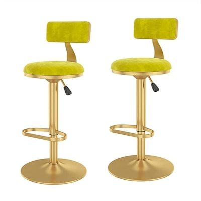 ZDXY Barstools Set of 2 Bar Stools Velvet Adjustable Swivel Barstools Armless Hydraulic Kitchen Counter Bar Stool with Back/Brass Gold Metal Legs Breakfast Dining Stools (Color : B1)