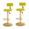 ZDXY Barstools Set of 2 Bar Stools Velvet Adjustable Swivel Barstools Armless Hydraulic Kitchen Counter Bar Stool with Back/Brass Gold Metal Legs Breakfast Dining Stools (Color : B1) view 1