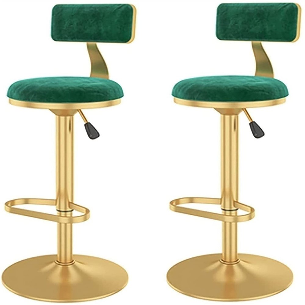 Barstools Bar ChairsBreakfast Dining Stoo Upholstered Counter Stool Rotating High stool Swivel Bar Stools degrees Velvet with Backs Flannelette seat 60-80 cm adjustment ( Color : G1 , Size : 2pcs )