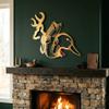 Hunting and Fishing Metal Wall Art | Deer and Bass Steel Wall Decor | Rustic Cabin, Lodge & Lake House Decoration | Outdoor Sportsman Metal Sign Gold / 30" view 1