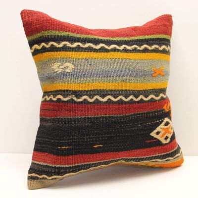 Kilimwarehouse Turkish Kilim Pillow Cover 18x18 inch Oriental Vintage Bohemian Anatolian Home Design Decorative Chevron Modern Cushion Cover