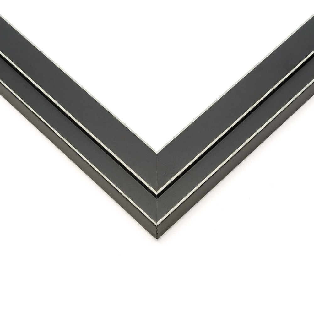 10x40 Frame Black Real Wood Picture Frame Width 1.25 Inches | Interior Frame Depth 0.5 Inches | Gessato White Modern Photo Frame Complete with UV Acrylic, Foam Board Backing & Hanging Hardware
