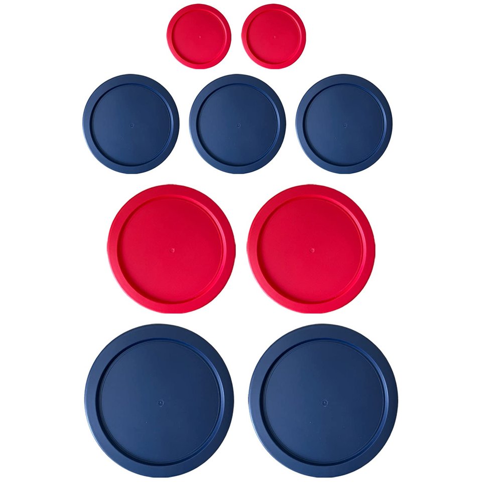 Replacement Lids for Pyrex Glass Food Storage Containers Round (2) for 7202-PC 1 Cup (3) for 7200-PC 2 Cup (2) for 7201-PC 4 Cup (2) for 7402-PC 6/7 Cup Red Blue