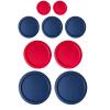Replacement Lids for Pyrex Glass Food Storage Containers Round (2) for 7202-PC 1 Cup (3) for 7200-PC 2 Cup (2) for 7201-PC 4 Cup (2) for 7402-PC 6/7 Cup Red Blue view 1