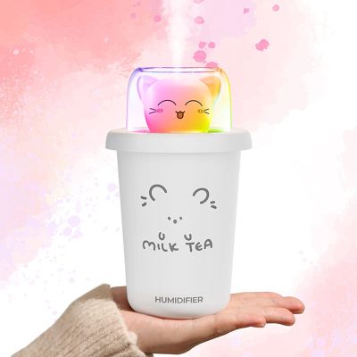 Portable humidifier car humidifier Cold Fog humidification Children's Room Travel Office Bedroom with high and Low Fog Settings 7 Color Night Light Automatically Turn Off 360 ml
