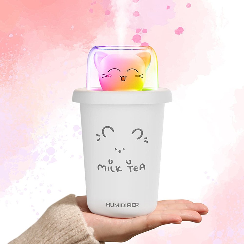 Portable humidifier car humidifier Cold Fog humidification Children's Room Travel Office Bedroom with high and Low Fog Settings 7 Color Night Light Automatically Turn Off 360 ml