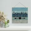 Aihesui Wood Sign Hanging Farmhouse Decoration Grandkids Spoiled Here Wall Art Plaque Use for Living Room Kitchen Batheroom Bedroom Office School 16x16inch view 3