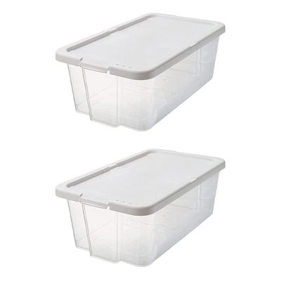 Cabilock 2pcs Stackable Transparent Plastic Shoes Storage Box Organizer for Closet Reinforced Design for Easy Access and Display