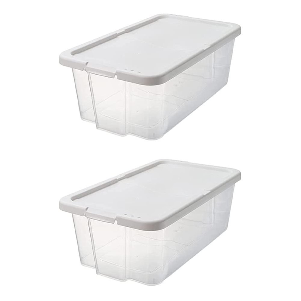 Cabilock 2pcs Stackable Transparent Plastic Shoes Storage Box Organizer for Closet Reinforced Design for Easy Access and Display
