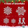 46Pcs Plastic Snowflake Ornament Christmas Glitter Snowflake Hanging Christmas Tree Decorations with Silver Rope for Winter Decorations Tree Window Door Accessories (Silver) view 2