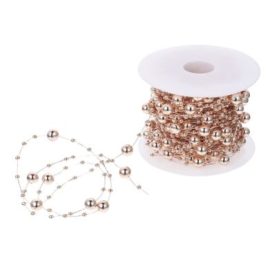 Wedding Decor Christmas Tree Beads Artificial Pearls Beads Garland Chain Bead Roll Beads Trim Garland for DIY Christmas Wedding Decoration Rose Gold Rhinestone Decor