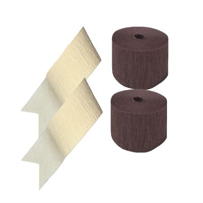 K-Kraft USA-Made Brown and White Vanilla Crepe Paper Streamers for Birthday, Party, Holiday, School, Wedding, Shower, or Graduation, 4 Rolls