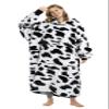 Catalonia Cow Print Full Body Blanket Hoodie Sweatshirt, Extra Long Oversized Comfortable Sherpa Lounging Pullover for Adults, Gift for Her view 1