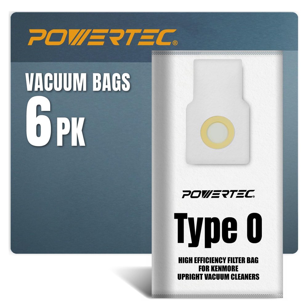 POWERTEC 53294 Type O Vacuum Bags 6 Pack for Kenmore Upright Vacuum Cleaners, Replacement Dust Bag for Upright Vacuums 31140, 31150, BU1005, BU1018 (75060-P2)