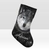 CUXWEOT Personalized Wolf Christmas Stocking Customize Name Xmas Socks for Family Holiday Decorations Gift 17.52 x 7.87 Inch view 1