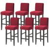 JHLD Bar Stool Covers, Plaid Furniture Chair Seat Cover Stretch Barstool Slipcover Dining Chair Covers Machine Washable for Living Room-red-Set of 6 view 1
