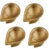 Indian Shelf 4 Piece Handmade Golden Brass Single Wick Traditional Oil Diya Lamps view 1