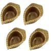 Indian Shelf 4 Piece Handmade Golden Brass Mango Shaped Gifting Oil Diya Lamps view 1