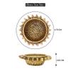 Indian Shelf 2 Piece Handmade Golden Brass Round Sun Flower Shaped Deepak Oil Lamps Diya view 3