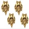 Indian Shelf 4 Piece Handmade Golden Brass Two Hands Holding Oil Diya Lamps view 1