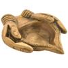 Indian Shelf 4 Piece Handmade Golden Brass Two Hands Holding Oil Diya Lamps view 3