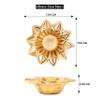 Indian Shelf 6 Piece Handmade Golden Brass Hindu Religious Open Flower Oil Lamps Diya view 3