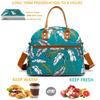 FlowFly Insulated Lunch Bag With Shoulder Strap for Women, Men, and Kids, Large and Reusable, Handle, Freezable Work and School Travel Tote and Meal Prep Organizer, leaves view 2