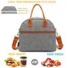 FlowFly Insulated Lunch Bag With Shoulder Strap for Women, Men, and Kids, Large and Reusable, Handle, Freezable Work and School Travel Tote and Meal Prep Organizer,Grey view 2