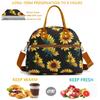 FlowFly Insulated Lunch Bag With Shoulder Strap for Women, Men, and Kids, Large and Reusable, Handle, Freezable Work and School Travel Tote and Meal Prep Organizer,Sunflower view 2