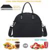 FlowFly Insulated Lunch Bag With Shoulder Strap for Women, Men, and Kids, Large and Reusable, Handle, Freezable Work and School Travel Tote and Meal Prep Organizer (Black) view 2