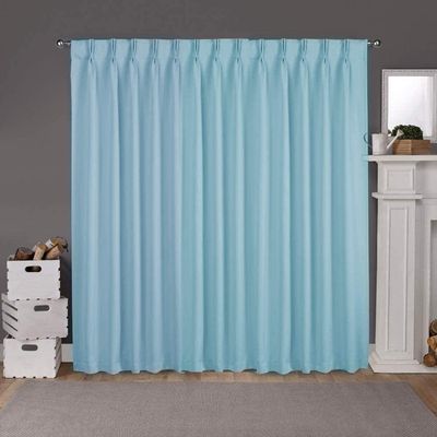 Blackout Double Pinch Pleated Window Curtain Panels Luxury Polyester Drapes for Bedroom with Full Blackout with Very Easy Hanging Option via Hook (Light Blue Solid, 72"x120", 1 Panel)