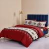 4 Pieces Bedding Sets Abstract Winter Snowflakes Theme California King Duvet Covers with Soft Flat Comforter Cover Sheet Bedspread Pillowcases for Bedroom Christmas Red and Black Buffalo Check Plaid view 4