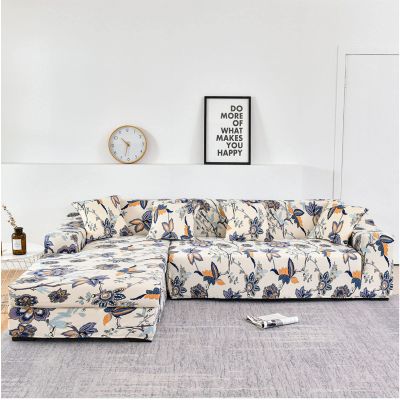 Stretch Sofa Slipcover for L-Shaped Sofa Cover, 2pcs Sectional Couch Covers Printed 2 3 4 Seater Furniture Protector for Living Room Pets Kids