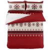 4 Pieces Bedding Sets Abstract Winter Snowflakes Theme Queen Duvet Covers with Soft Flat Comforter Cover Sheet Bedspread Pillowcases for Kids Teens Bedroom Christmas Red and Black Buffalo Check Plaid view 3