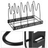 Alvinlite Heavy Duty Pan Organizer, 5 Tiers Rack Adjustable - for Cast Iron Skillets Griddles Shallow Pots and Lid - Kitchen Cookware Holder view 3