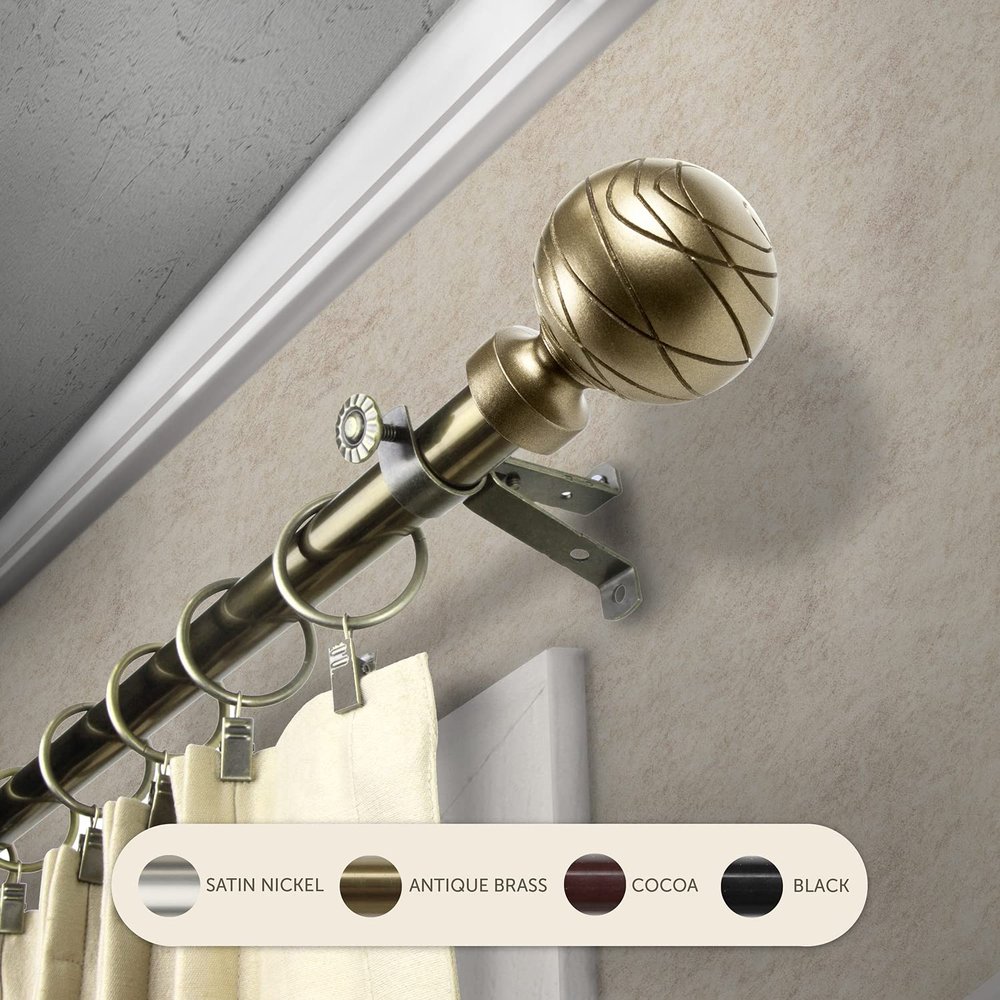 Domovina Phoebe 13/16" Single Curtain Rod Antique Brass/66-120