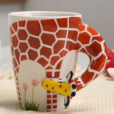 Arawat 3d Animal Mugs Giraffe Mug Gift Funny Ceramic Coffee Mug 400ml Cute Tea Cup Birthday Gifts for Boyfriend Boys Women Men Giraffe Porcelain Cups