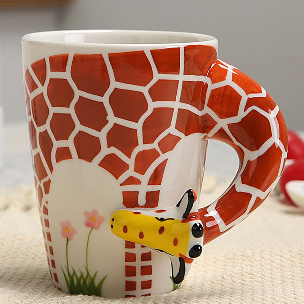 Arawat 3d Animal Mugs Giraffe Mug Gift Funny Ceramic Coffee Mug 400ml Cute Tea Cup Birthday Gifts for Boyfriend Boys Women Men Giraffe Porcelain Cups