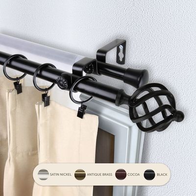 Domovina Curve 13/16" Double Curtain Rod Black/28-48