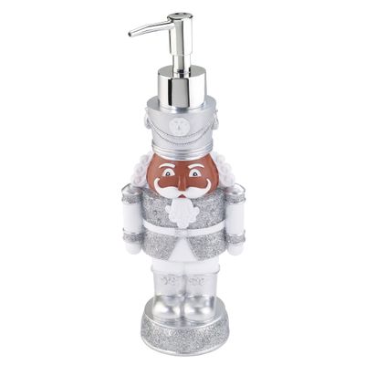 Avanti Linens - Soap Dispenser/Lotion Pump, Christmas Bathroom Decor (Holiday Collection, Silver Nutcracker)