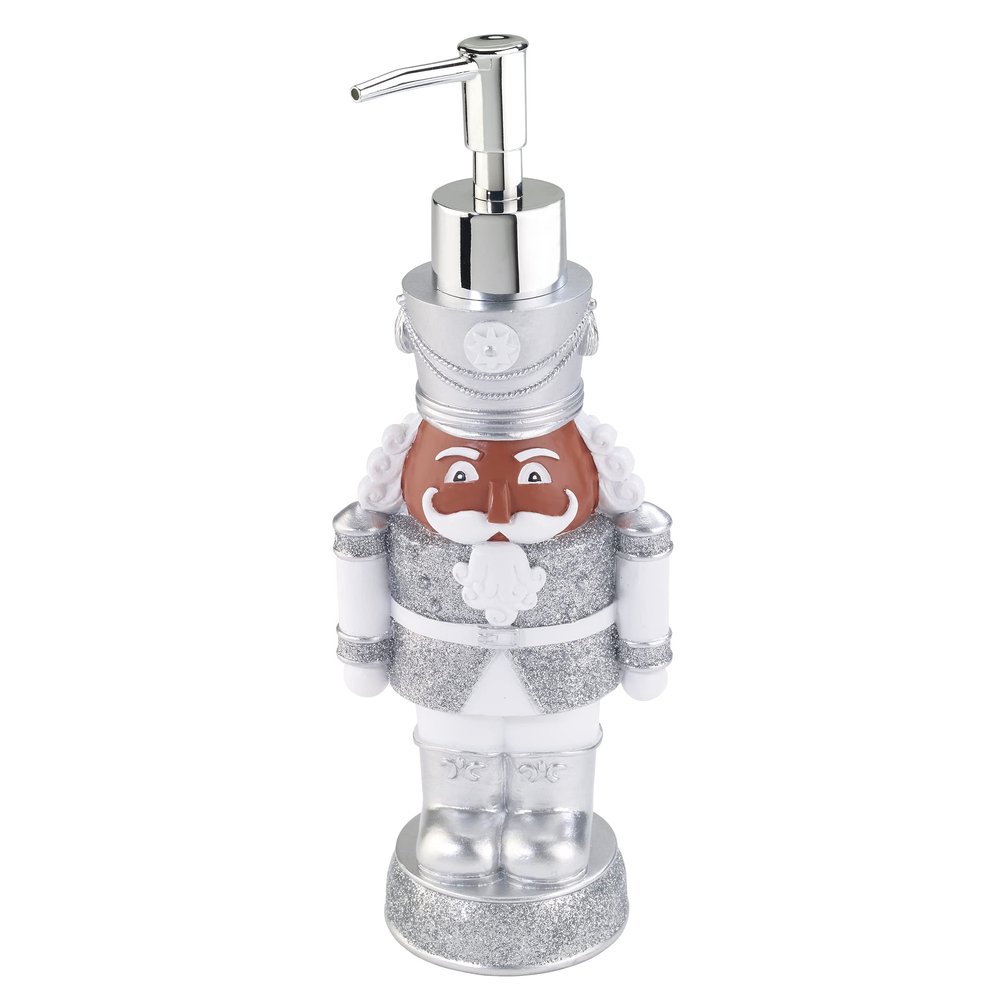 Avanti Linens - Soap Dispenser/Lotion Pump, Christmas Bathroom Decor (Holiday Collection, Silver Nutcracker)