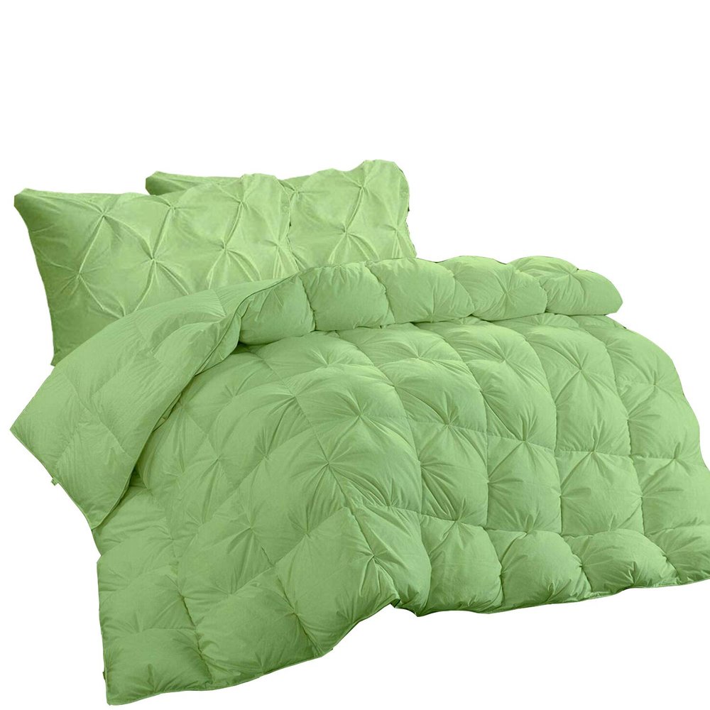 All-Season Luxurious Down Alternative Pinch Pleated Comforter Set Cal-King (110'' x 98'') TC 5pcs Cotton Egyptian Sage Green
