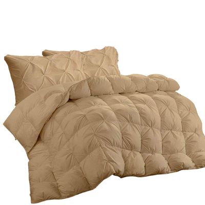 All-Season Luxurious Down Alternative Pinch Pleated Comforter Set Oversized King (116'' x 98'') TC 1pcs Cotton Egyptian Taupe