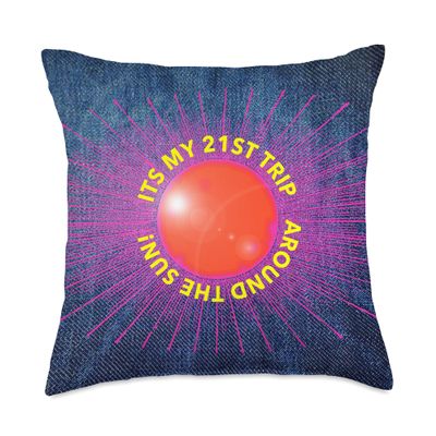 21 years old 21st birthday TRIP AROUND THE SUN legal age kid Throw Pillow