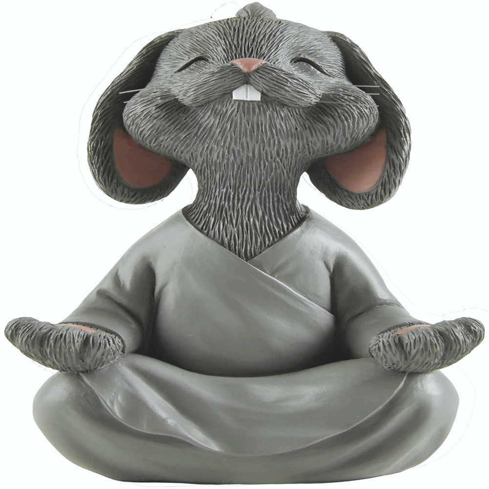 5" Whimsical Happy Bunny Rabbit Buddha Figurine Zen-Inspired Resin Rabbit Statue Meditating Animal Sculpture for Mindful Home or Office Decor Peaceful Gift for Bunny Lovers and Yoga Fans