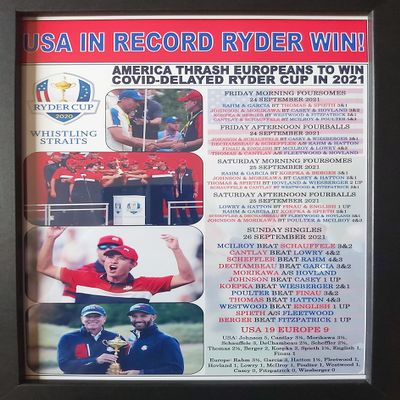 Sports Prints UK United States win Ryder Cup 19-9 at Whistling Straits - 2021 - framed print
