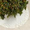 Fennco Styles Handmade Felt Flower Holiday Christmas Tree Skirt 72 Inch Round - White Tree Skirt for Home, Holiday Tree, Indoor and Special Occasion view 1